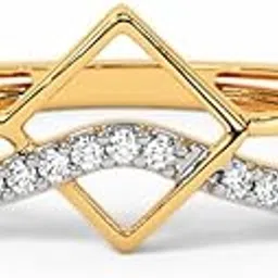 caratlane 9 KT Yellow Gold Fleet Pass Diamond Ring for Women-picture-23