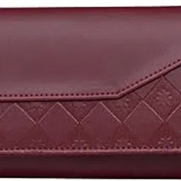 Women’s Long Wallet | Stylish Envelope Clutch Purse with Multi-Compartment | PU Leather Ladies Wallet with Card, Coin & Cash Holder | Water Resistant & Travel Friendly|Maroon-image-95
