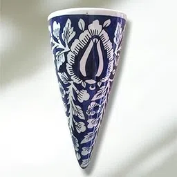 Bhumi Ceramics Decorative Ceramic Vase with Floral Pattern, Blue and White, 25 cm Tall-image-62