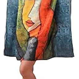 label aarna Muslin Cotton Short Kaftan with Digital Print and Hidden Adjustable Belt | Free Size [M-3XL] | Fancy Midi Dress | Casual | Kaftan Dress for Women-picture-31
