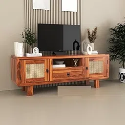 RUSTIC RETREAT Solid sheesham Wood tv Unit 1 Drawer 2 Door Cabinet Natural Teak Finish Colour Brown-picture-21