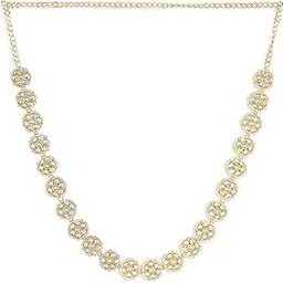 zaveri pearls Gold Tone Traditional Kundan & Pearls Embellished Bridal Kamarbandh For Women-ZPFK15969-picture-31