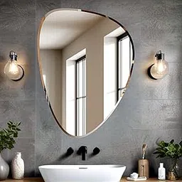Ali.G.I Stylish Frameless Beveled Organic Wall Mirror – Unique Modern Wall Décor Mirror for Home, Bathroom, and Living Room, Hallways and Entryways (18x24 Inch Organic)-picture-48
