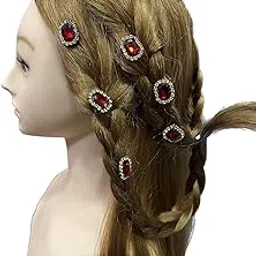 10 Pcs Stone Hair Clips Hair Accessories |Crystal Stone Hairpins Braidel | stone Hair Clip Decorative Hair Accessories For Women (Red)-image-93