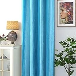 Yarnis 9 feet Polyester Plain Light-Filtering Eyelet Living Room Long Door Curtain, Aqua Blue, 1 Piece-picture-36