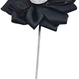 sullery Men's Black Flower Lapel Pin Boutonniere for Suit Wedding Party Jewelry Silver Black Fabric Metal Brooch For Men And Boys-picture-29