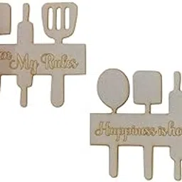 Wooden Kitchen Decor Cutouts with Spatula and Utensil Designs, 2 Pieces image 1