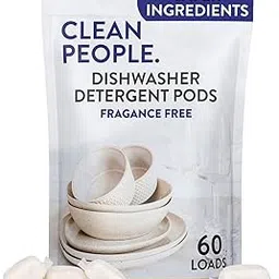THE CLEAN PEOPLE All Natural Dishwasher Pods - Plant-Based Dishwasher Detergent Pods - Cuts Grease & Rinses Sparkling - Residue-Free - Zero Plastic, Fragrance Free Dishwashing Pods - Unscented, 60-picture-45