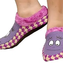 Winter Ankle Length Slipper Socks for Women - Knitted Booties With Soft Rubber Sole for Indoor Use - 1 Pair-image-1