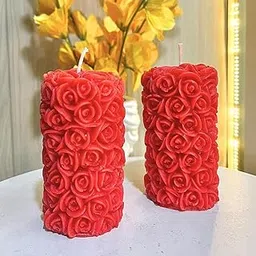 Indoblaze Rose Pillar Candles, Scented Candles for Home Decor and Gifting, Size- Big (2)-picture-17