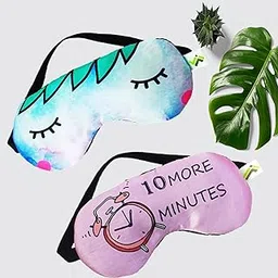 Jellify Pack Of 2 Printed Sleep Eye Mask, Comfortable & Super Soft Sleeping Mask Complete Light Blocking for Women & Men (10 Minute More Sleep & Closed Eye Printed)-image-45