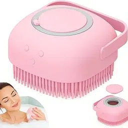 HUDACRUSH Silicone Bath Brush Body Scrubber & Massager with Soap Dispenser - Pink Soft Bristles Exfoliator Bath Loofah, Body Brush for Bathing for Babies, Kids, Women, Men-picture-29