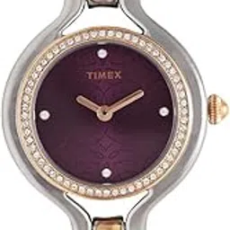 timex Fria Analog Watch for Women with Purple Round Dial & Two Tone Brass Bracelet Band Water Resistant Women's Wrist Watches - TWEL14004-picture-33