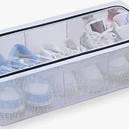Transparent Foldable Shoe Storage Box with Zipper Lid | Large Stackable Shoe Organizer for Closet & Under Bed | Dustproof, Foldable, and Easy View Shoe Case-image-90