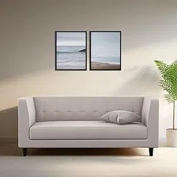 cortex Solid Sal Wood Ziya Velvet 3 Seater Sofa Set for Living Room, Camel Beige Color-picture-10