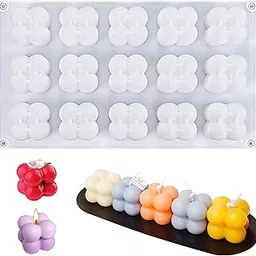 STHAVAR 3D Bubble Candle and Cake Mold - 15 in 1 Handmade Soy Wax and Resin Mold, Mini Bubble Cube Ball Shapes for Soap, Pudding, Cake (Pack of 1)-picture-13