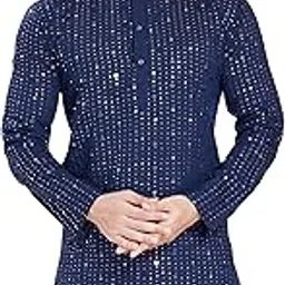 divisive Men's Sequince Mirror Embroidered Cotton Silk Blend Only Slim Fit Kurta-picture-33
