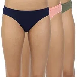 louryn koulyn Women Pure 100% Cotton Panty Conceled Elastic Bikini Panties Soft Comfortable Low Rise fit Medium Coverage Firm Elastic Grip 906(Pack of 3)-picture-32