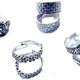 nikyanka toe ring set for womens traditional bichiya with multicolor stone gift for wife(set of 4)-picture-45