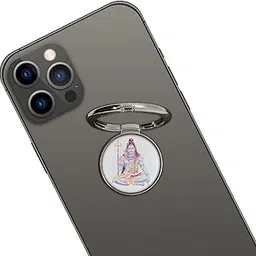 Swap-n-Snap Silver 360 Holo-Ring Mobile Phone Grip Holder with Changeable Logo - Lord Shiva Design-image-8