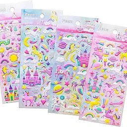 Toplu Cute Fantacy Theme Stickers 4 Sheets Cute Stickers for Kids, Decoration, Journal, Korean Style Kids Paper Sticker Set,Pack of 4 Sheet Self Adhesive (Unicorn Foam Sticker)-picture-14
