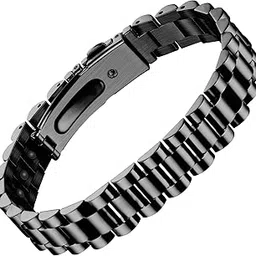 jecanori Magnetic Bracelet for Men Titanium Steel Magnet Therapy Bracelet for Arthritis Pain Relief&Carpal Tunnel~Black Gallstone Folding Buckle Jewelry Gift with Adjustment Tool-picture-19