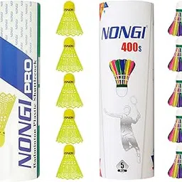 NONGI Combo Shuttle Pack of 10 Shuttlecocks PRO (5 Multicolored Cork Plastic),400s(5 Colored Feather) for Outdoor Indoor Badminton Sports-image-35