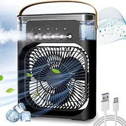 Drumstone (𝟏𝟓 𝐘𝐞𝐚𝐫𝐬 𝐰𝐚𝐫𝐫𝐚𝐧𝐭𝐲) Portable Mini Air Conditioner Cooler – Small Evaporative Cool Mist Fan with Humidifier, 7-Color LED Light & Timer – Personal Desk AC Ideal for Room-image-75