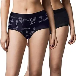 dchica Period Panties Medium to Heavy Flow No Pad Required Anti Microbial, Menstrual Underwear, Period Panty Briefs for Women Easy to Wash, Leak Proof, Reusable & Absorbent (2 Pcs) Multicolour image 1