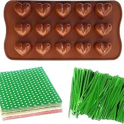Royals Silicone Heart Shape Chocolate Mould with Wrapper and Twist Ties (Random Color)-image-99