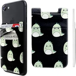 Cell Phone Adhesive Stick On Wallet Sleeve Double Pocket Lycra Credit ID Card Holder Pouch Little Wallet Cute Dinosaurs Design for iPhone ipad Samsung Galaxy Android Smartphones-picture-19