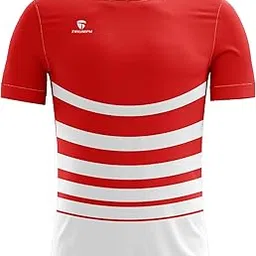 TRIUMPH Unisex Polyester Sublimated Sports | Soccer | Football | Tennis | Badminton | Kabbadi | Volleyball Jersey Red image 1