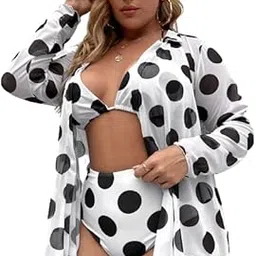 plus curvves Plus 3pack Polka Dot Bikini Swimsuit & Kimono - XL - 8XL-picture-12