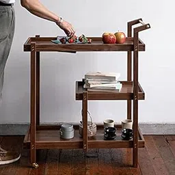 VM DECOR Solid Sheesham Wooden Storage Trolley with Wheels - Multi-Functional Spice Rack, Coffee & Serving Table, Tea Cart, and Wine Trolley-picture-14