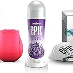 Manforce Epic Aura Massager | 10 Vibration Modes,Epic Lube | Lavender | 60ml | Water-based & Epic ThinX | Ultra Thin Condoms with Easy Peel Pack | 10 Pcs-picture-12