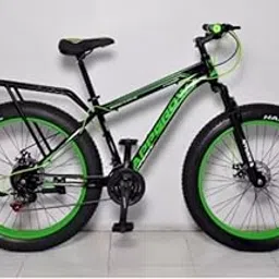 Appgrow Fat Tyre Mountain Bike,Fat 26-inch Wheels, Disc Brakes,Integrated Carrier Black and Green-picture-16