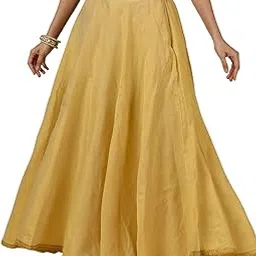 studio shringaar Women's Golden Tissue Skirt/Lehenga with Huge 8 Meters Flare (Double Ghera)-picture-50