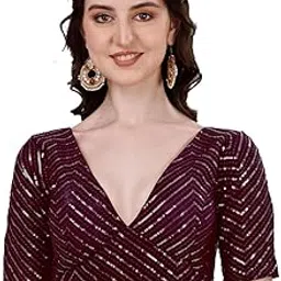 sumaira tex Womens Fancy Readymade Half Sleeve Sequins Saree Blouse-picture-31