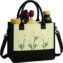 ecocarry Tote Bag for Women | Embroidered Shoulder Bag With Zipper | Multipurpose Stylish Handbag for Woman | Perfect for Office Use, Travel, College Girls, Laptop Carry, Gifting-picture-32