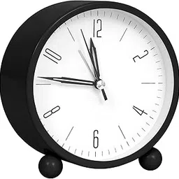 VMITRA Metal Analog Alarm Clock, 4 inch Super Silent Non Ticking Small Clock with Night Light, Battery Operated, Simply Design, for Bedroon, Bedside, Desk (Black)-image-45