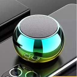 Fast-TAG Digital Small Ultra Bluetooth Speaker 4D with Loud Stereo Sound and Long Playtime Mini Speaker Easy to Carry Metal Electroplating Round Body Pack of-1-Random Multicolor-picture-46