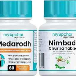 myUpchar Ayurveda Health Combo | Medarodh Support in Detoxing | Improve Digestion | Nimbadi Churna | Help in Skin Problems | Each 60 Veg Capsules-picture-22