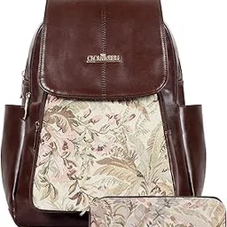 the clownfish 10 Liters Combo Of Minerva Faux Leather & Tapestry Women's Backpack College School Girls Bag Casual Travel Backpack For Ladies & Expert Series Pencil Pouch Pen Case-picture-11