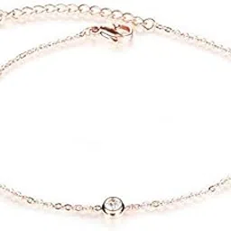 asma jewel house AAA+ Cubic Zirconia Casual Sporty Rose Gold Color Barefoot Sandal Stainless Steel Anklet Bracelet for Girls Women-picture-15