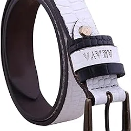 akava Luxurious Frost White Croco Embossed Women's Natural Full Grain Leather Belt secured with a tang closure|Size:- 26-40 inch|Style with Dress and Casual wear-picture-17