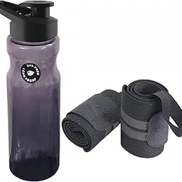 Shaker Bottle Sports Combo of Gym Water Bottlewith Wrist Support Band Gym Workout| Wrist Wrap| Weight Lifting | Sports (BPA Free Gym Shaker Bottle 600 ml) | Stylish Sipper for Men & Women image 1