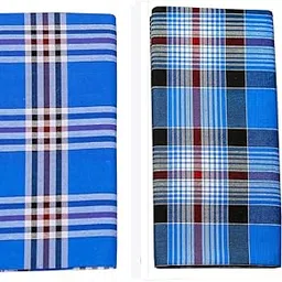 sss novelties SSS Multi Color Cotton Checkered Lungi for Men's, Combo of 2, Size-2.25meters (Lungis)-picture-27