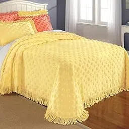 Montgomery Ward Chenille Dot Bedspread, Full, Yellow-picture-28