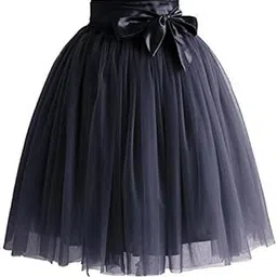 Women's Net Fabric Knee Length Skirt - Stylish and Comfortable Skirts with Bow 22 inch-image-99