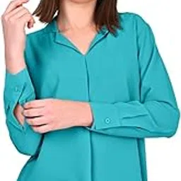 miss wears Women's Regular Fit Cotton Blend Long Sleeves Formal Shirt-picture-55